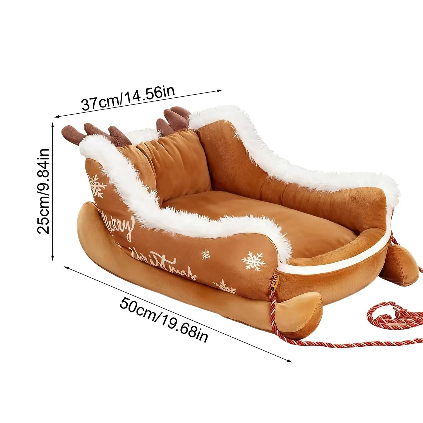 Christmas Plush Bed - Sled Design Winter Warming Bed for Dogs