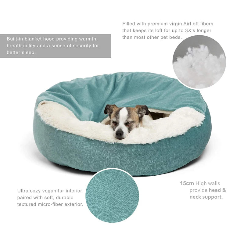 Orthopedic Dog Bed with Hooded Blanket
