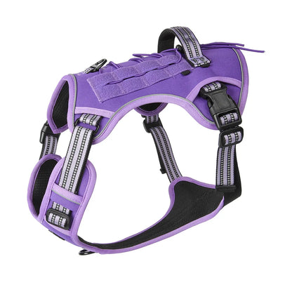 Tactical Reflective Dog Harness – No Pull, Adjustable