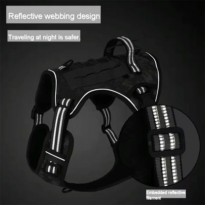 Tactical Reflective Dog Harness – No Pull, Adjustable