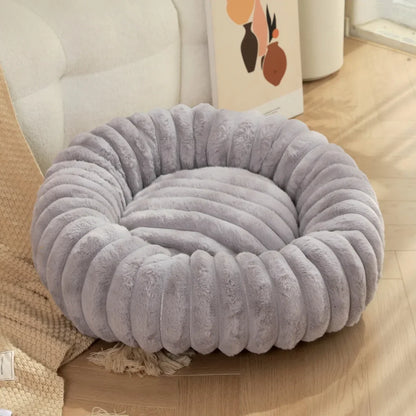 Round Plush Dog Donut Bed– Warm & Comfy