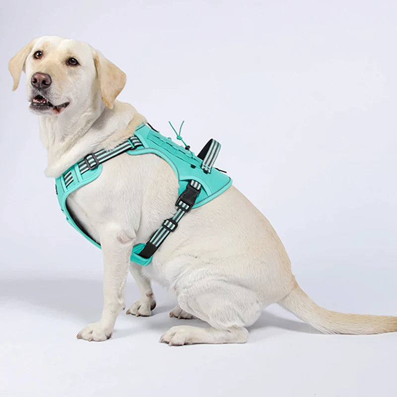 Tactical Reflective Dog Harness – No Pull, Adjustable