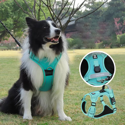 Tactical Dog Harness with AirTag Holder – No Pull, Reflective, Heavy Duty Vest