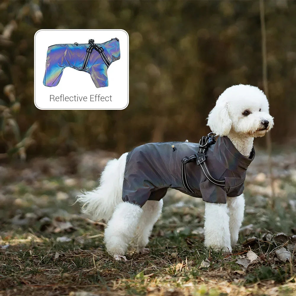 Raincoat with Harness - 4-Legged Reflective Rain Jacket