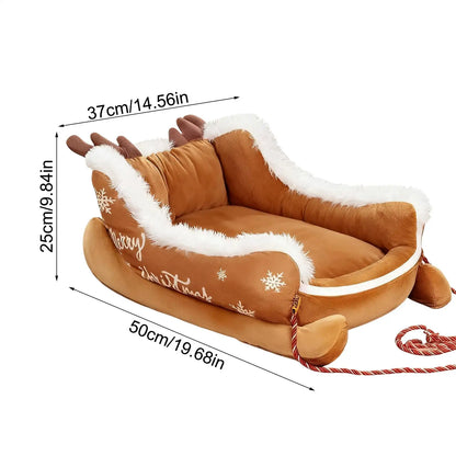 Christmas Plush Bed - Sled Design Winter Warming Bed for Dogs