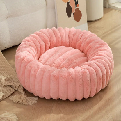 Round Plush Dog Donut Bed– Warm & Comfy