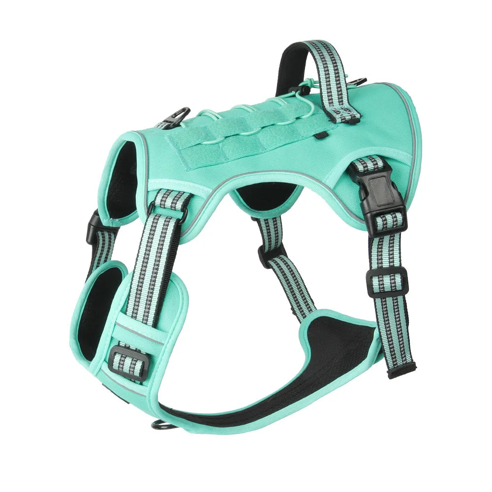 Tactical Reflective Dog Harness – No Pull, Adjustable