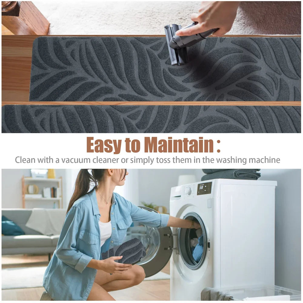 Non-Slip Stair Treads - Washable Self-Adhesive Carpet Pads 76x20cm