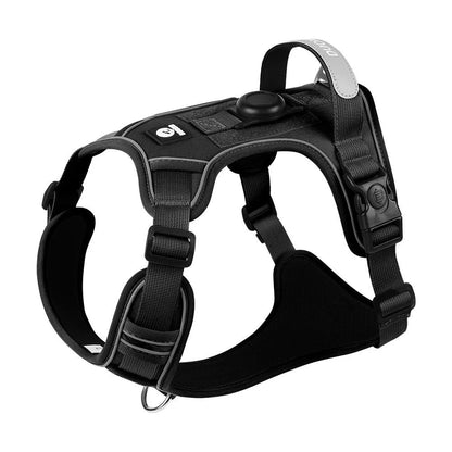 Tactical Dog Harness with AirTag Holder – No Pull, Reflective, Heavy Duty Vest