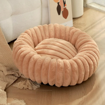 Round Plush Dog Donut Bed– Warm & Comfy