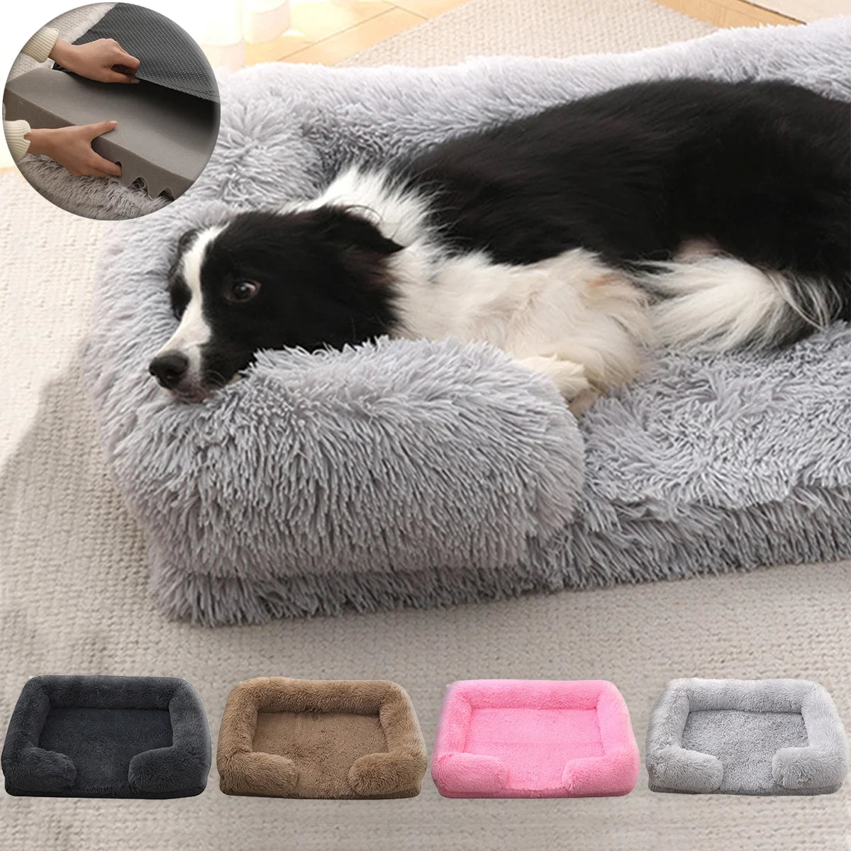 Winter Plush Square Dog Bed - Thickened Comfort Sofa