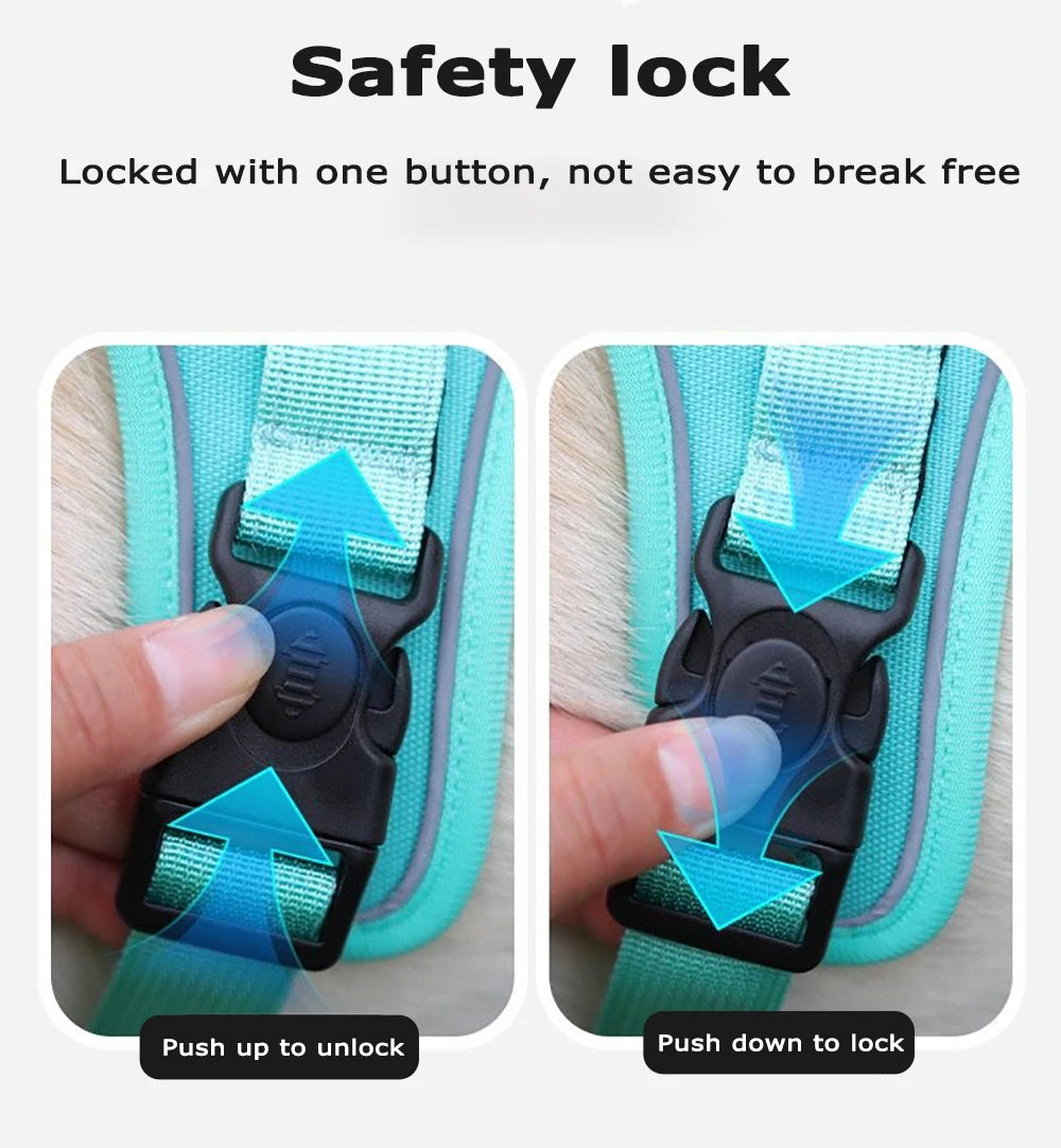 Tactical Dog Harness with AirTag Holder – No Pull, Reflective, Heavy Duty Vest