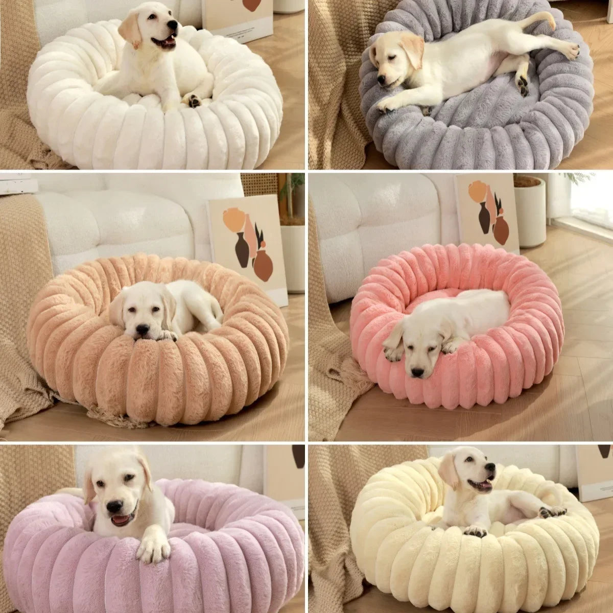 Round Plush Dog Donut Bed– Warm & Comfy