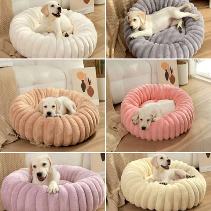 Round Plush Dog Donut Bed– Warm & Comfy