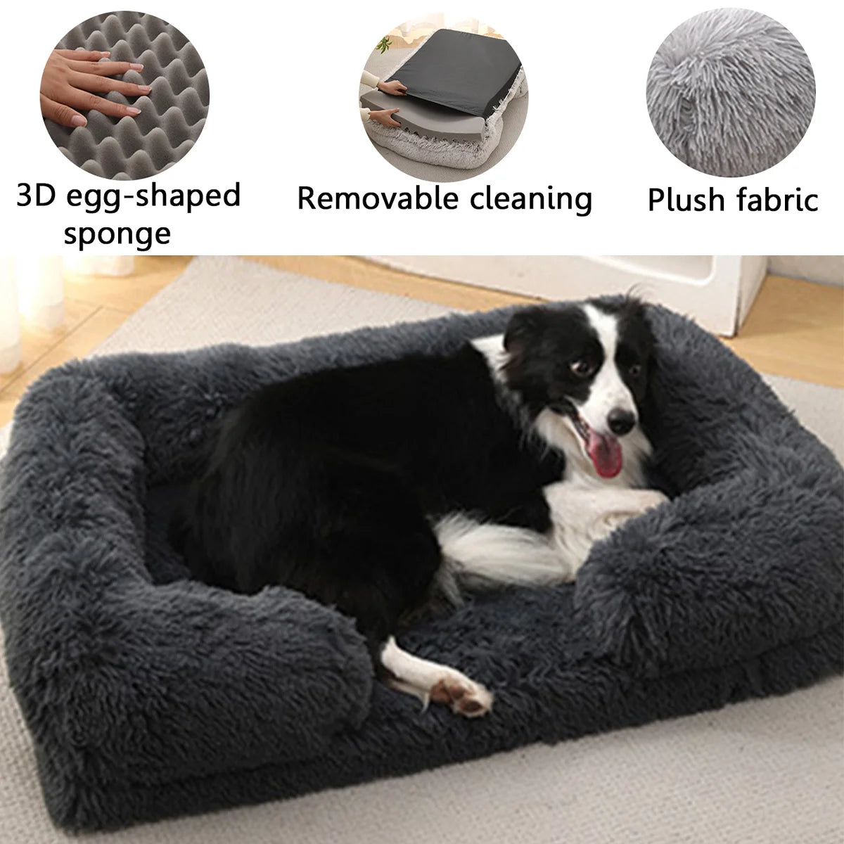 Winter Plush Square Dog Bed - Thickened Comfort Sofa