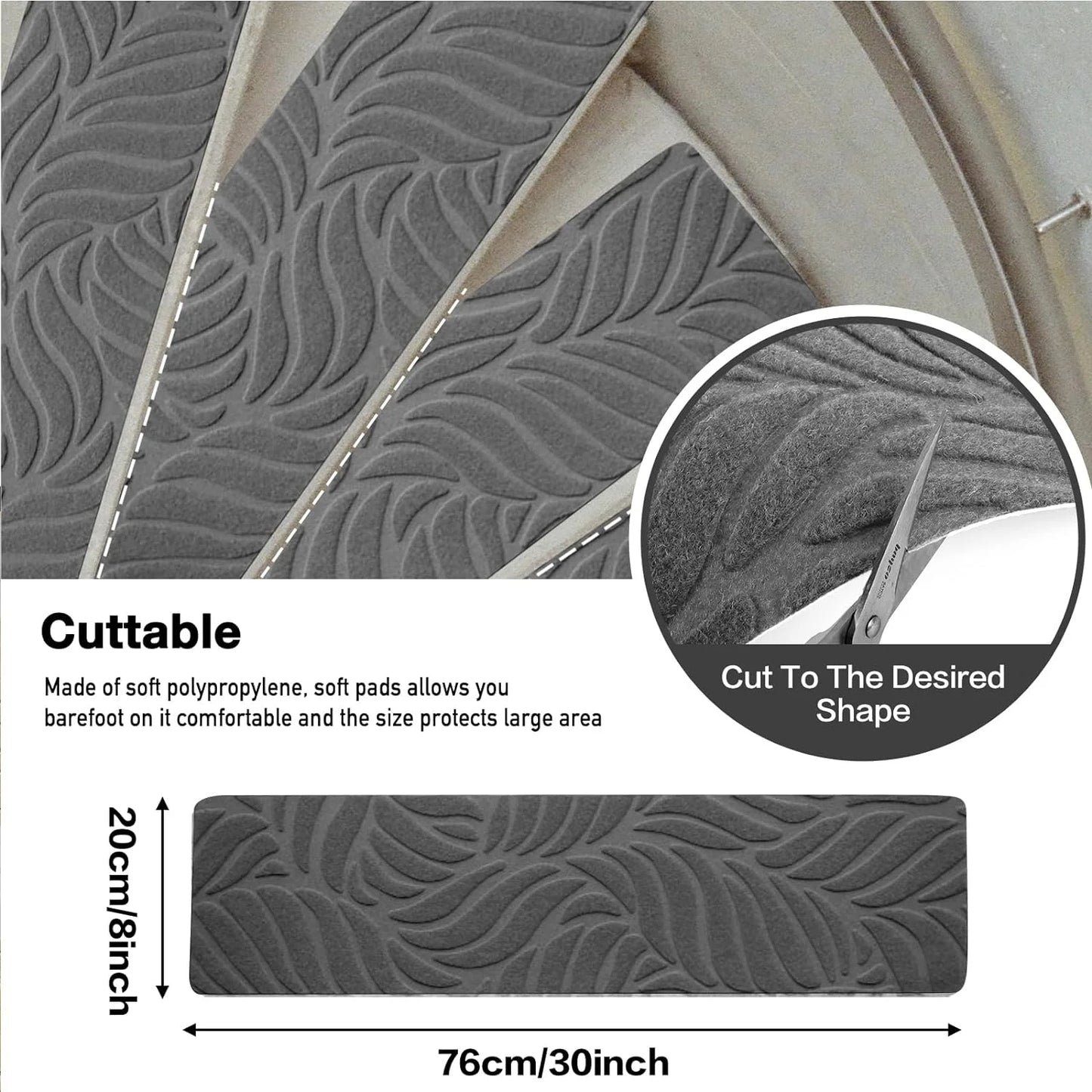 Non-Slip Stair Treads - Washable Self-Adhesive Carpet Pads 76x20cm