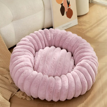 Round Plush Dog Donut Bed– Warm & Comfy