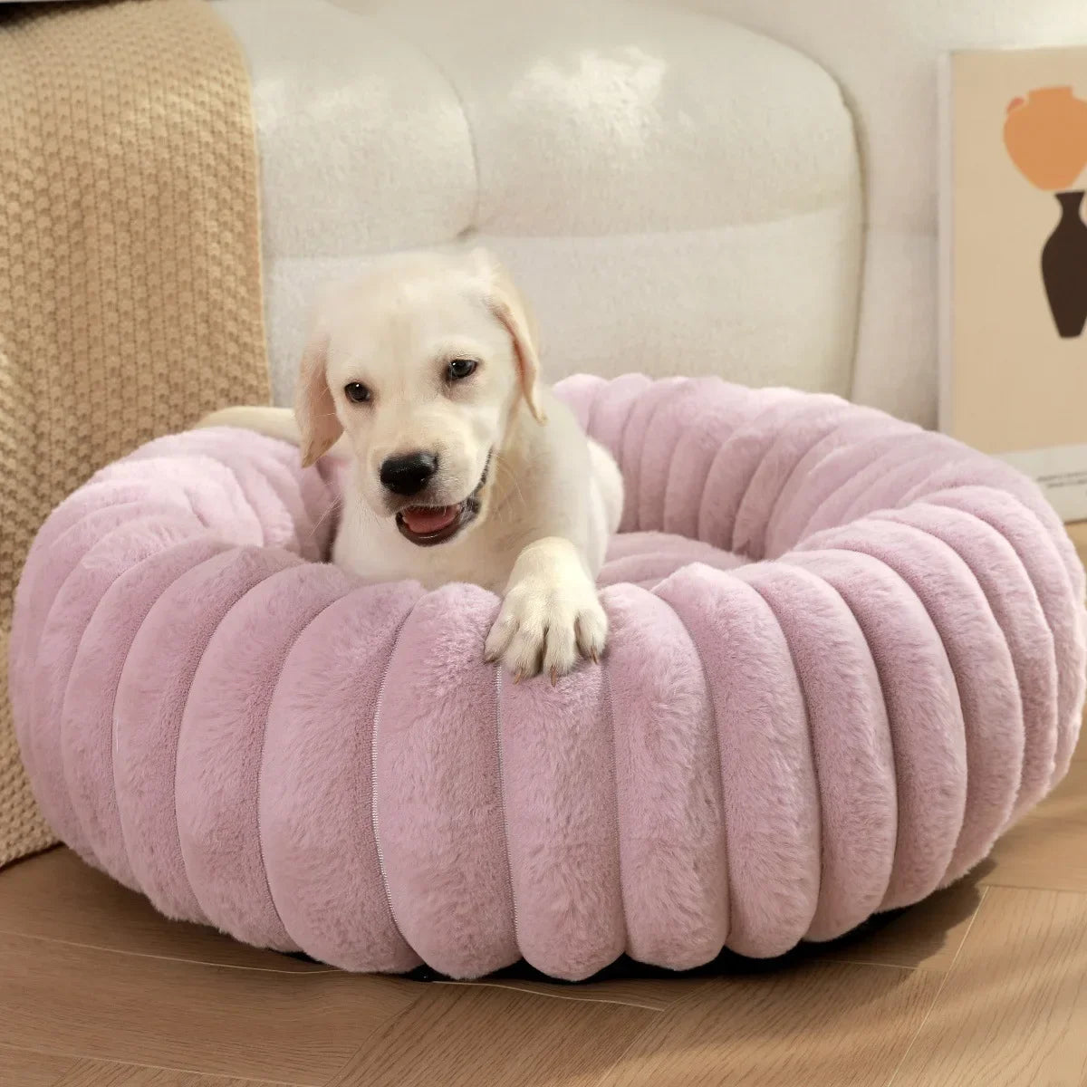 Round Plush Dog Donut Bed– Warm & Comfy