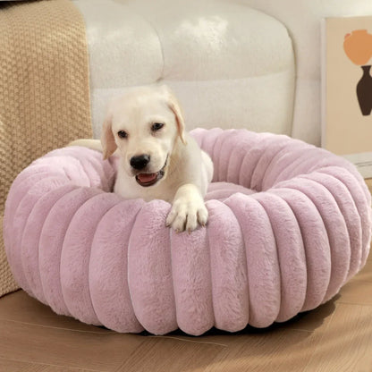Round Plush Dog Donut Bed– Warm & Comfy