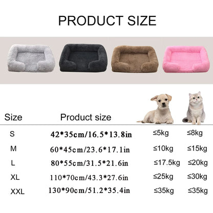 Winter Plush Square Dog Bed - Thickened Comfort Sofa