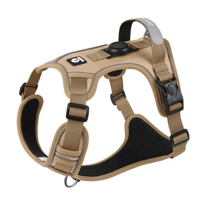Tactical Dog Harness with AirTag Holder – No Pull, Reflective, Heavy Duty Vest