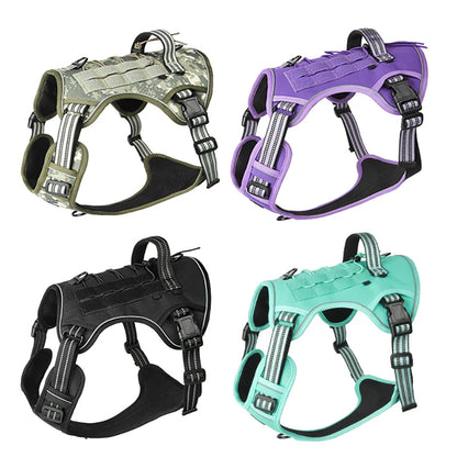 Tactical Reflective Dog Harness – No Pull, Adjustable