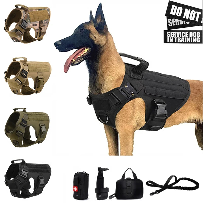 Tactical Vest Dog Harness & Leash – All Breeds